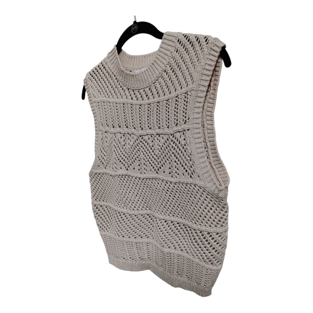 MNG Mango Ecru Open Knit Cotton Poly Blend Sweater Vest - Picture 10 of 16